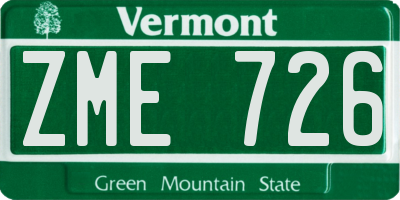 VT license plate ZME726