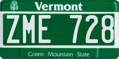 VT license plate ZME728