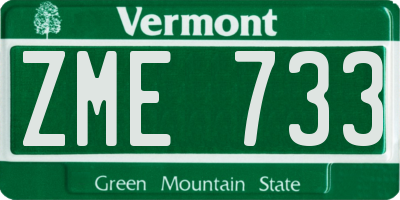 VT license plate ZME733