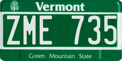 VT license plate ZME735