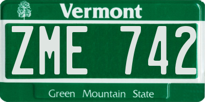 VT license plate ZME742