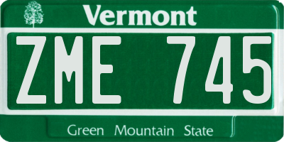 VT license plate ZME745