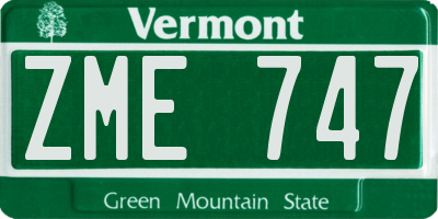 VT license plate ZME747