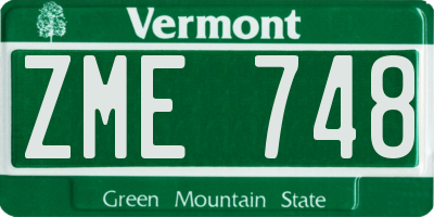 VT license plate ZME748