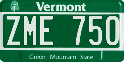 VT license plate ZME750