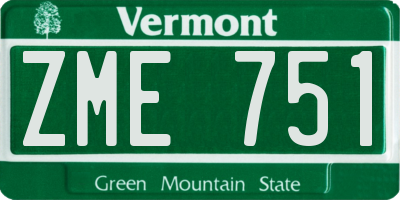 VT license plate ZME751