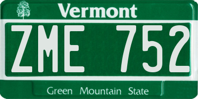 VT license plate ZME752