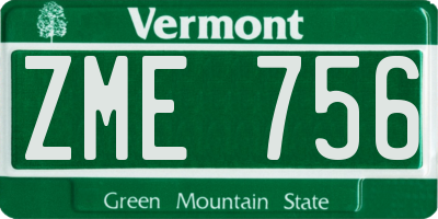 VT license plate ZME756