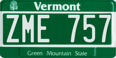 VT license plate ZME757