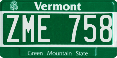 VT license plate ZME758