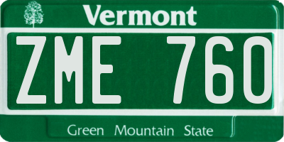 VT license plate ZME760