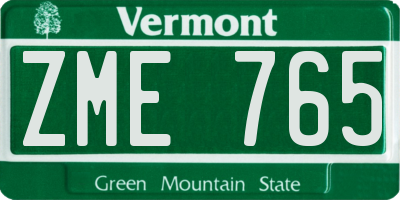 VT license plate ZME765