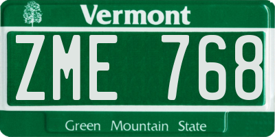 VT license plate ZME768