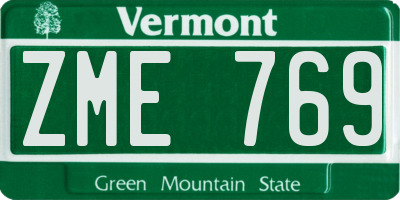 VT license plate ZME769