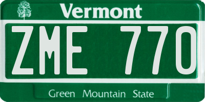 VT license plate ZME770