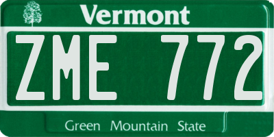 VT license plate ZME772