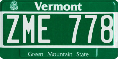 VT license plate ZME778