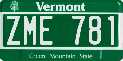 VT license plate ZME781