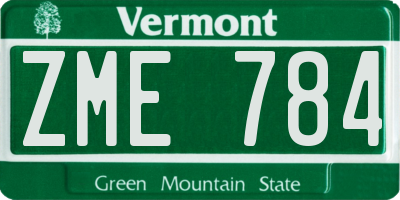 VT license plate ZME784