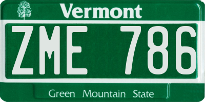 VT license plate ZME786