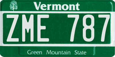 VT license plate ZME787