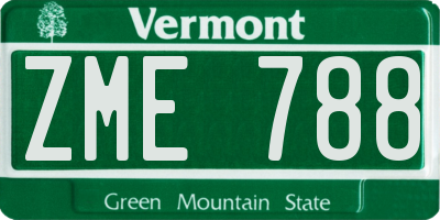 VT license plate ZME788