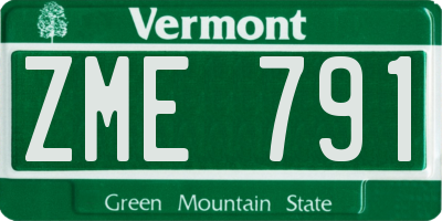 VT license plate ZME791