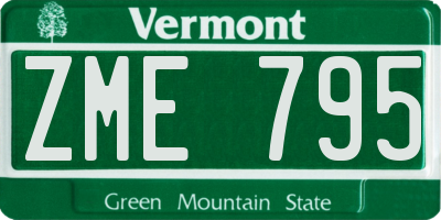 VT license plate ZME795