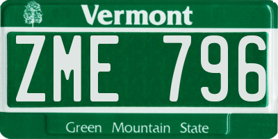 VT license plate ZME796