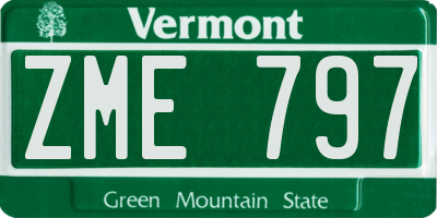 VT license plate ZME797