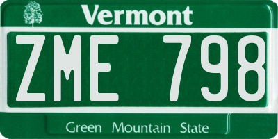 VT license plate ZME798