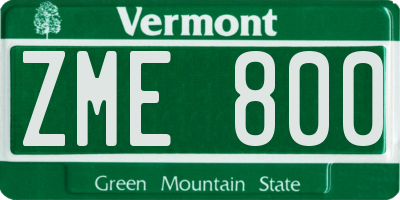 VT license plate ZME800