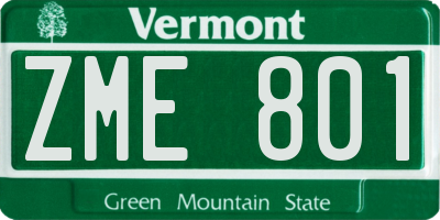 VT license plate ZME801