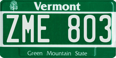 VT license plate ZME803