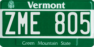 VT license plate ZME805