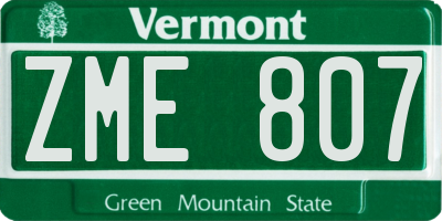 VT license plate ZME807