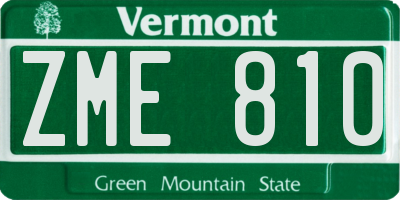 VT license plate ZME810