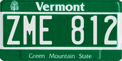 VT license plate ZME812