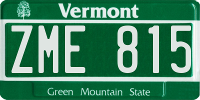 VT license plate ZME815