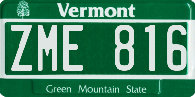 VT license plate ZME816