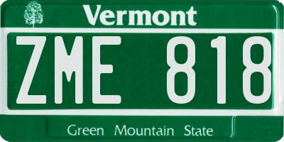VT license plate ZME818