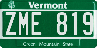 VT license plate ZME819