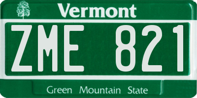 VT license plate ZME821