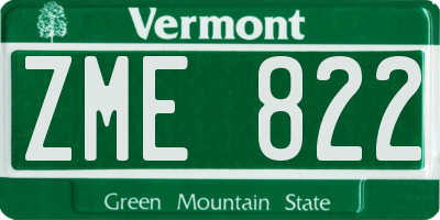 VT license plate ZME822