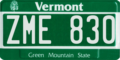 VT license plate ZME830