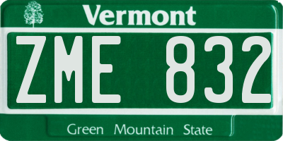 VT license plate ZME832
