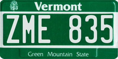 VT license plate ZME835