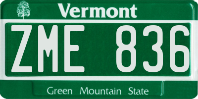 VT license plate ZME836