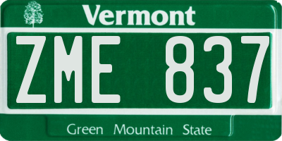 VT license plate ZME837
