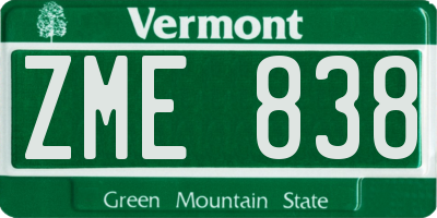 VT license plate ZME838